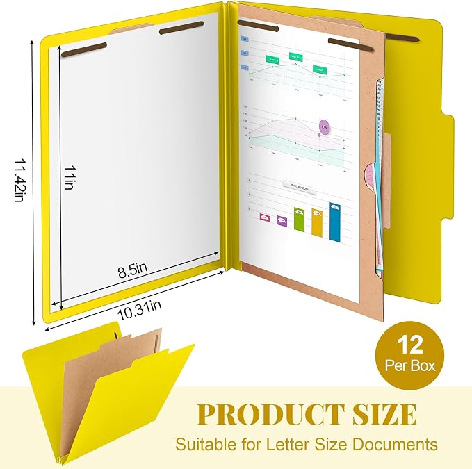 Skyygemm 12 Pcs Classification Folders 3 Pocket Dividers Letter Size Employee - Image 2