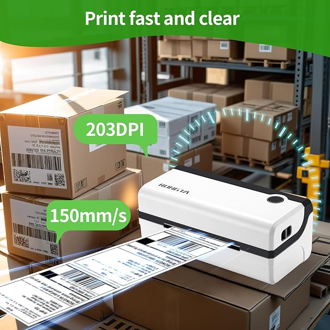 Rongta Bluetooth Thermal Shipping Label Printer, Wireless 4x6 Shipping Label Printer for Packages, Support Android&iPhone and Windows, Widely Used for Amazon, Ebay, Shopify, Etsy, USPS-DeskLoop Office