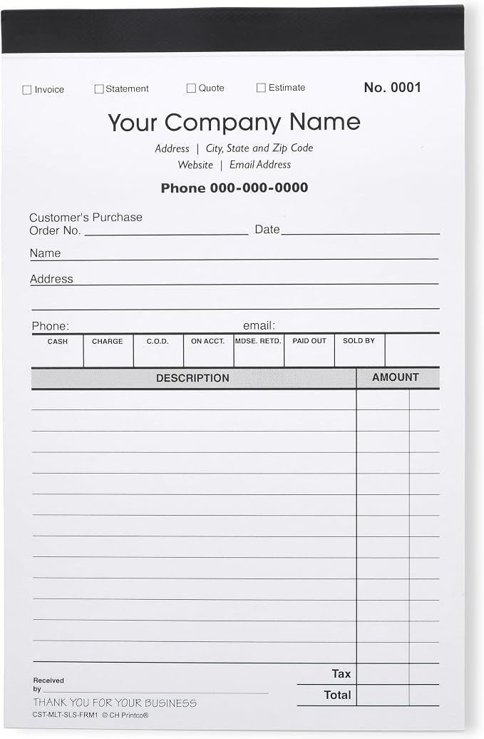 Custom Sales, Personalized Multipurpose Duplicate Carbonless Form - Image 4