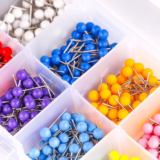 Push Pins Map Tacks Marking Pins 1/8-Inch Plastic Beads Head, 10 Assorted Colors - Image 3