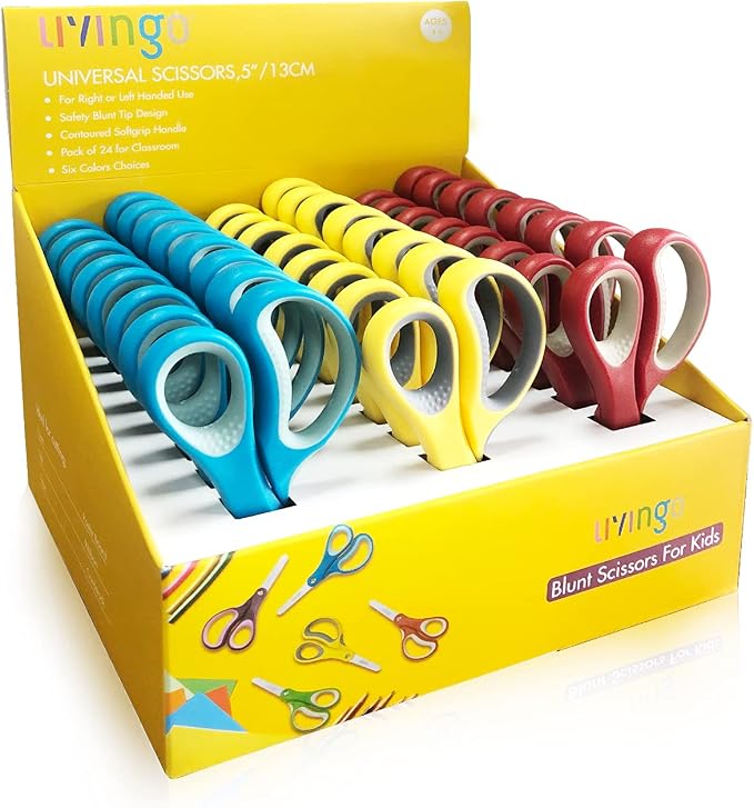 LIVINGO 24 Pack 5” Kids Scissors, Blunt Safety Blade, Left/Right Handle by LIVINGO