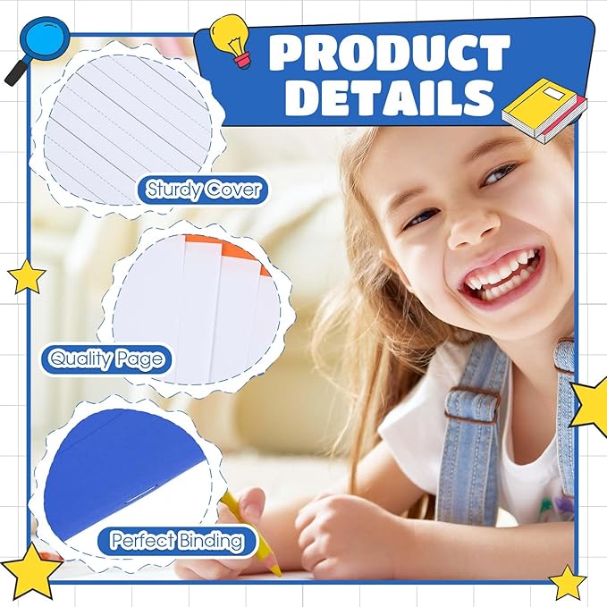 Henoyso 6 Pcs Primary Composition Notebook K-2 9 3/4 x 7 1/2 Inch Primary Journal, Back to School Supplies, Bulk Blank Writing Book for Kid to Write Draw Journal 60 Page Notebooks (Blue)-DeskLoop Office