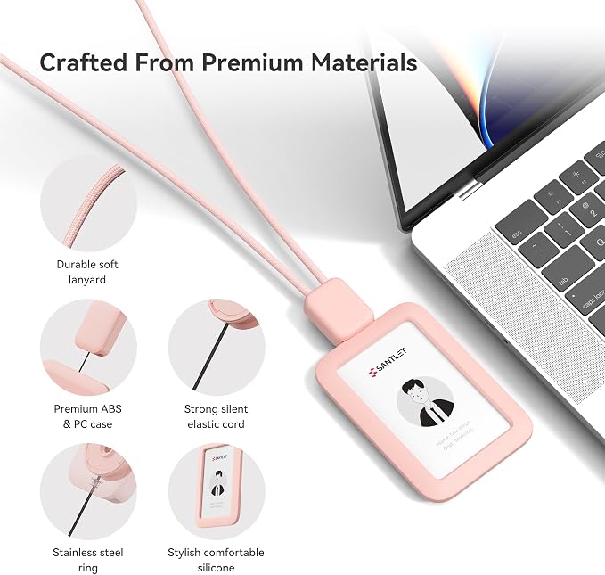 Lanyards for ID Badges Holder, SANTLET Silicone ID Badge Holder Name Card Case - Image 2
