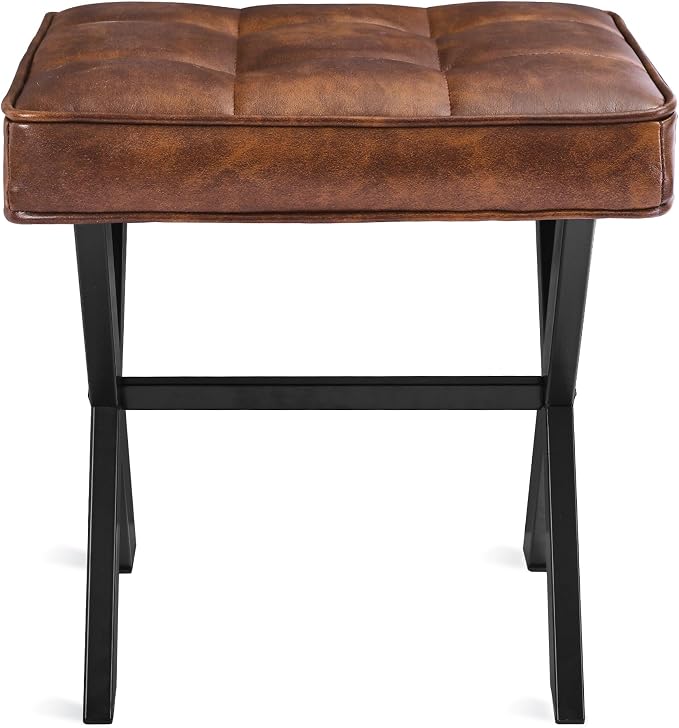 LUE BONA Vanity Stool, Square Faux Leather Makeup Stool - Image 8
