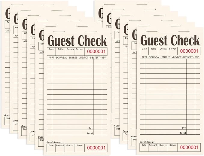 Guest Checks Books for Servers, Server Note Pads, 12 Pack, Natural Color Paper by ZPARIK