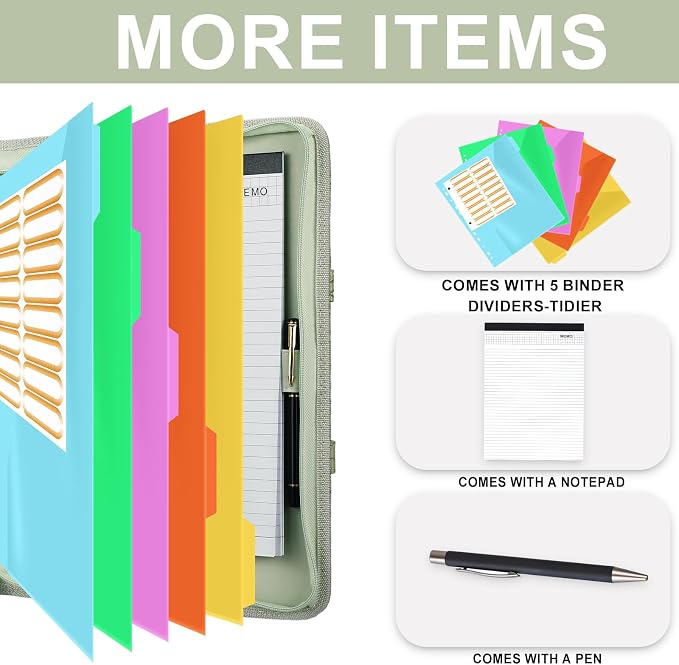 Leathario Portfolio Binder, Includes 5 Folder Index Dividers, 13 Inch Tablets - Image 2