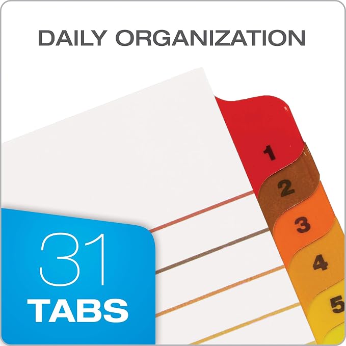 Oxford Binder Dividers, 31 Tabs, Numbered 1–31, 3 Pack, Customizable Table of - Image 2