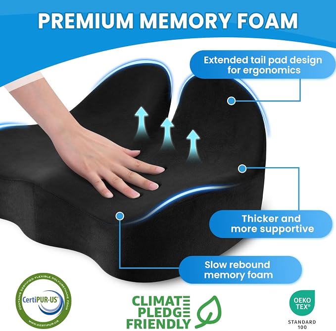CushZone Seat Cushion, Ergonomic Memory Foam Seat Cushions - Image 3