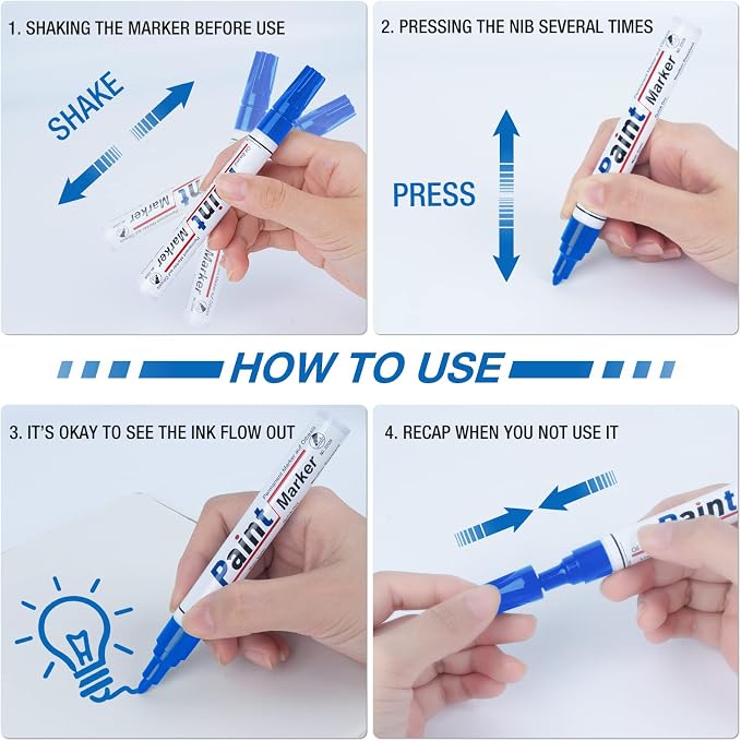 Blue Paint Pen Permanent Paint Markers - Image 7