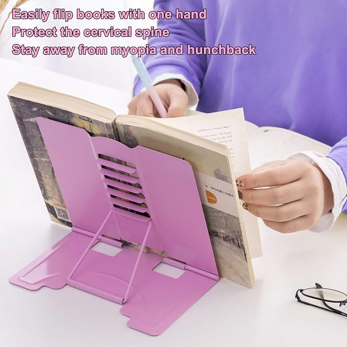 MSDADA Book Stand Metal Reading Rest Book Holder Adjustable Cookbook Documents - Image 6