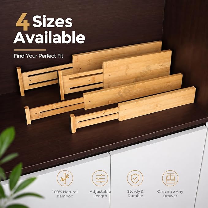 Fabsome Dresser Drawer Organizers 6 Pack, 4.65'' High Adjustable from 12.5-17‘’ - Image 7