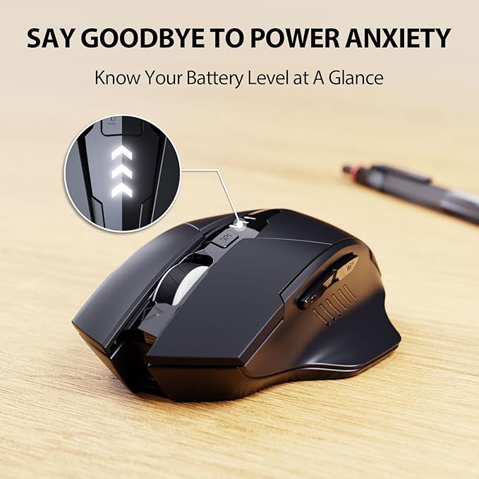 INPHIC Wireless Mouse Rechargeable, Upgraded Visible Battery, 2400 DPI, Silent Ergonomic Computer Wireless Mouse for Laptop, Mac, PC etc.-DeskLoop Office