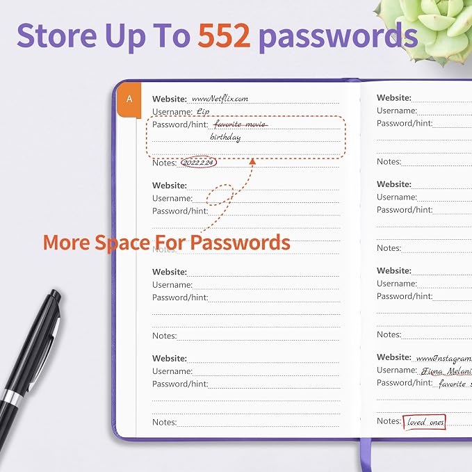 Blugool Password Book with Alphabetical Tabs, Password Keeper Book - Image 3