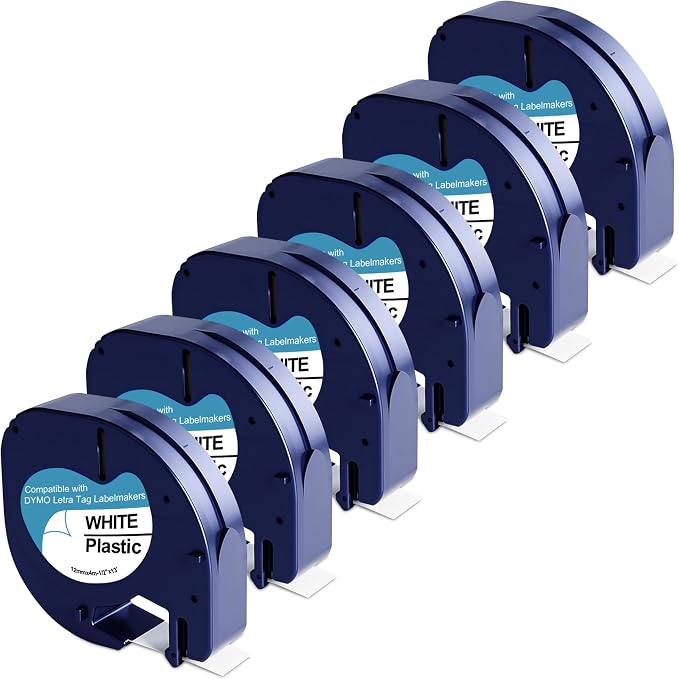 6-Pack 91331 Plastic White Label Tape Replacement by JOJOME