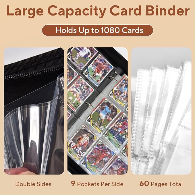 Baseball Card Binder 9 Pocket, 1080 Pockets Trading Card Binder - Image 4