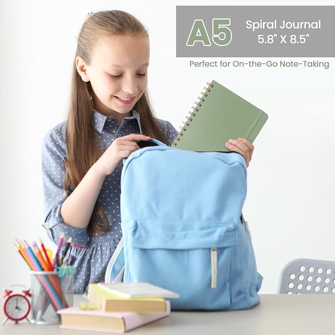 CICPAP Lined Spiral Journal Notebook, A5 College Ruled Notebook - Image 6