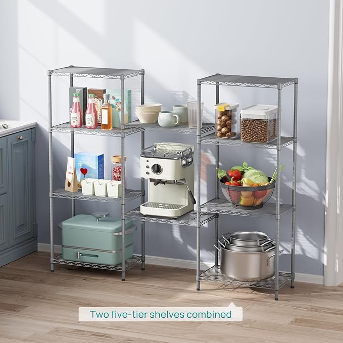 SINGAYE 5 Tier Storage Garage Shelving Units Heavy Duty Wire Shelves Pantry - Image 5
