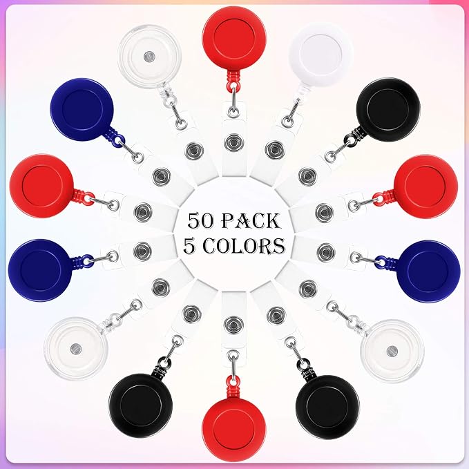 Zonon 50 Pcs Retractable Badge Holder Reels - Image 2