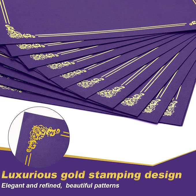 Fainne 120 Pack Certificate Holders Bulk, Diploma Covers Gold Foil Border - Image 3