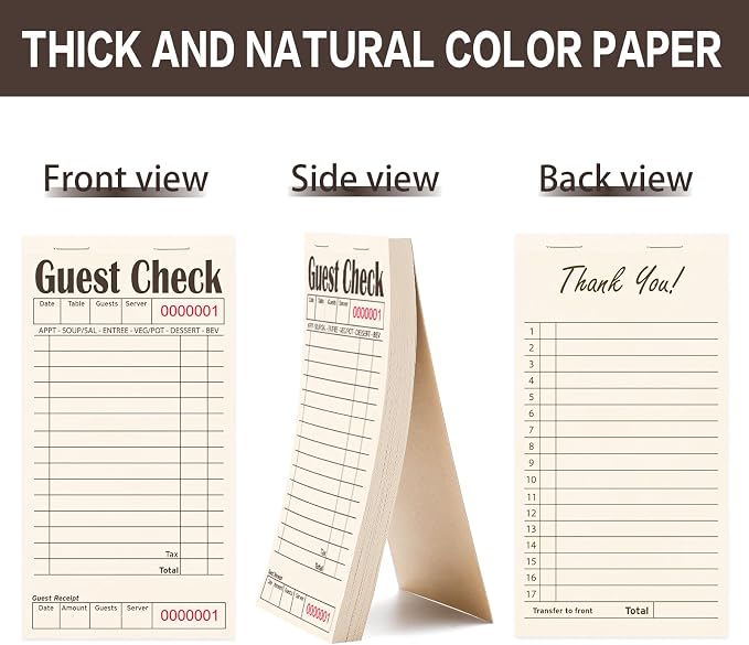 Guest Checks Books for Servers, Server Note Pads, 24 Pack, Natural Color Paper - Image 3