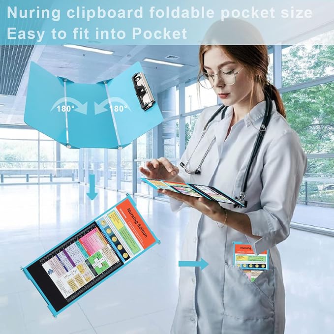 Nursing Clipboard Foldable Clipboard Pocket Size:Nursing Edition Cheat Sheets - Image 7