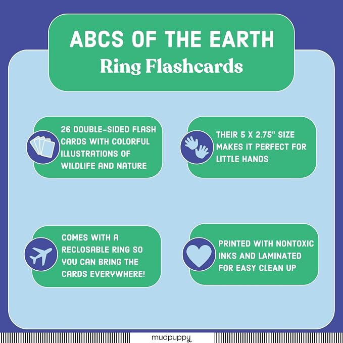 Mudpuppy ABCs of The Earth — Ring Flashcards 26 Durable Double Sided Alphabet - Image 6