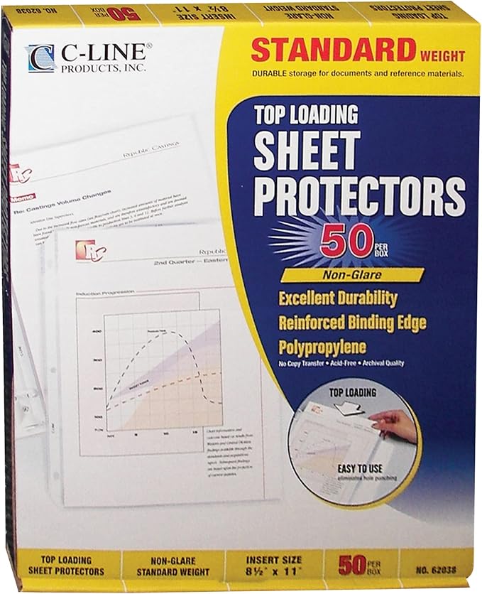 C-Line Top Loading Standard Weight Poly Sheet Protectors, 8.5 x 11 Inches - Image 4