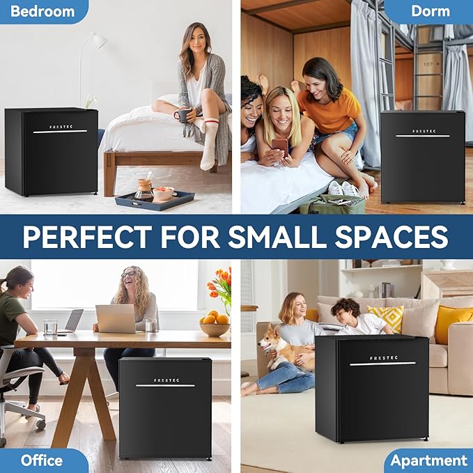 Frestec 1.7 Cu.Ft Mini Fridge with Freezer,Mini Fridge for Bedroom,Small Refrigerator,Dorm Refrigerators with Freezer,Compact Refrigerator for Office,Apartment,Dorm,Bedroom (Black)-DeskLoop Office