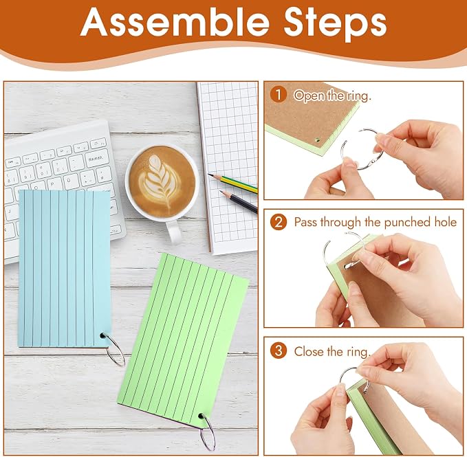 350 Pcs Index Cards With Ring, 3x5 Inches Flash Cards With Rings，Colored Heavy - Image 5