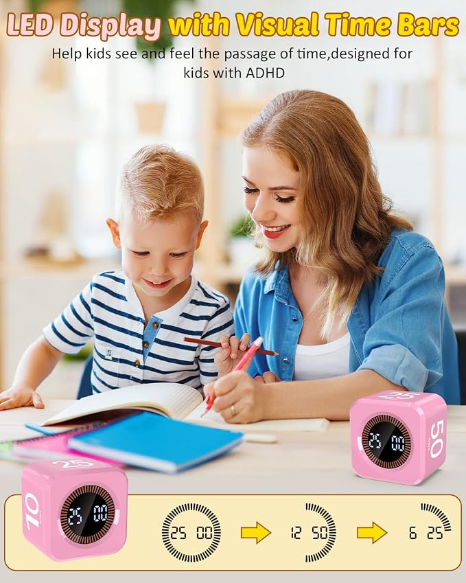 Digital Pomodoro Timer Cube 5/10/25/50min, Visual Productivity Flip Timer - Image 7