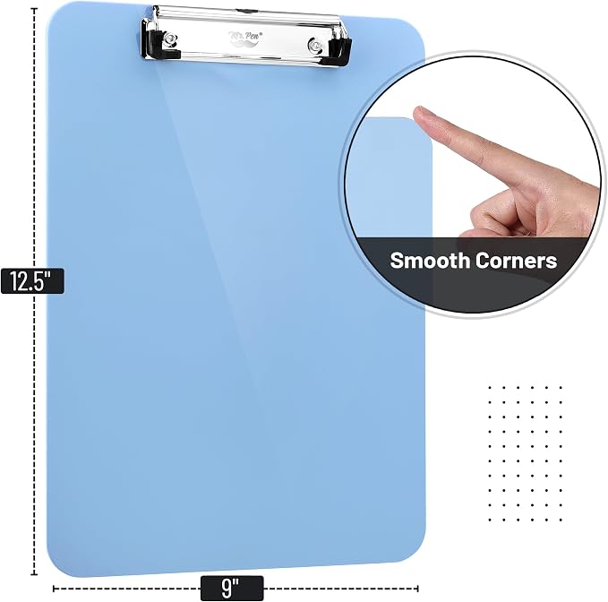 Mr. Pen- Plastic Clipboard, 12.5” x 9”, Cyan Blue, Clipboard Plastic | - Image 2
