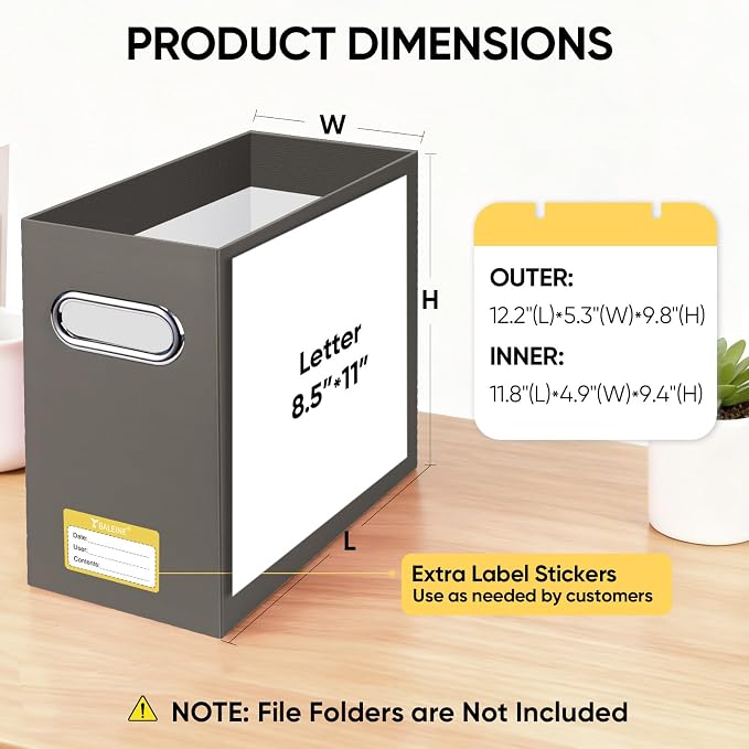 BALEINE File Organizer Box, Cardboard File Folder Organizer - Image 3