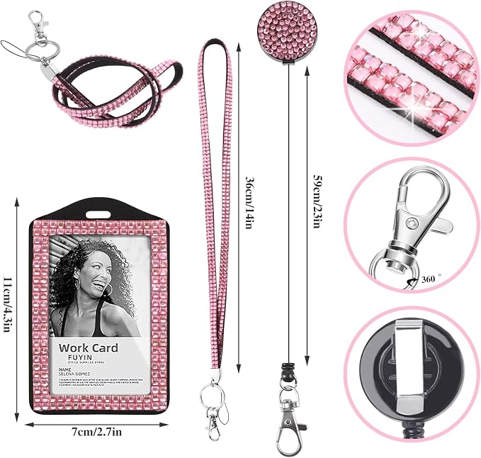9 in 3 Sets 3 Color Upgraded Rhinestone Lanyard - Image 2