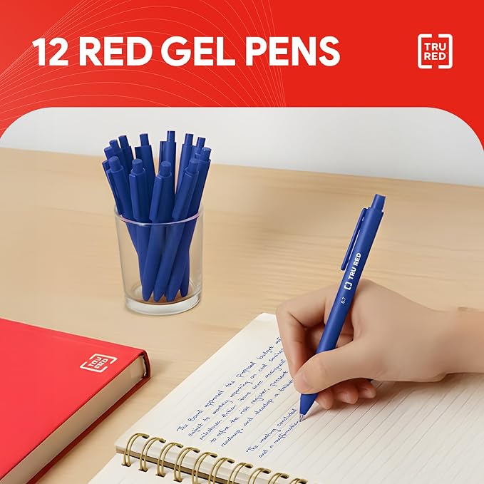 Staples TRU RED Retractable Gel Pens, Medium Point 0.7mm, 12 Pack - Image 2