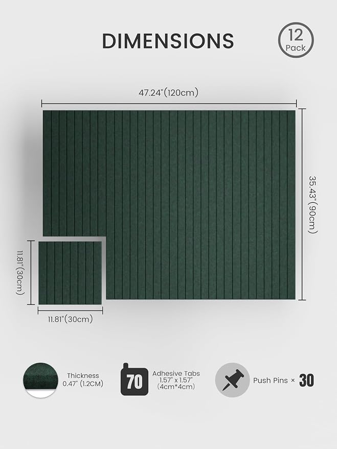 Bumusty Large Felt Bulletin Board 48" x 36" Cork Board Alternative-12 Pack - Image 2