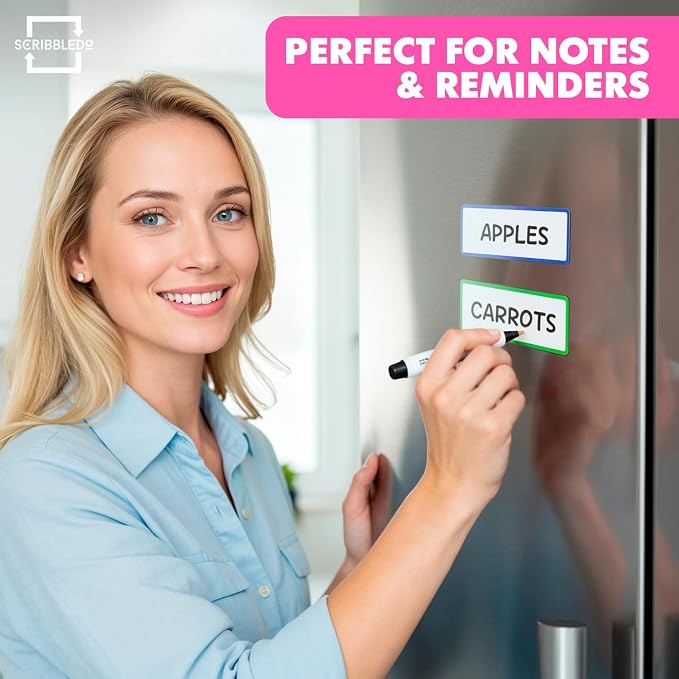 Scribbledo 10 Pack Dry Erase Magnetic Labels 3.1” x 1.2” Reusable Colored Name - Image 5