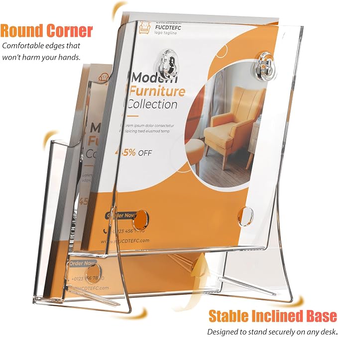 FUCDTEFC 2 Pack Acrylic Brochure Holder 8.5x11 & 4 x9 Inches, Flyer Holder - Image 4