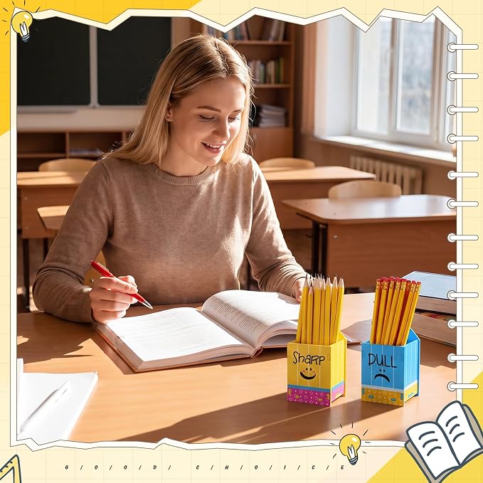 DoubleFill 2 Pcs Pencil Shaped Holder Sharp Dull Holder Wooden Dispenser Pencil - Image 7