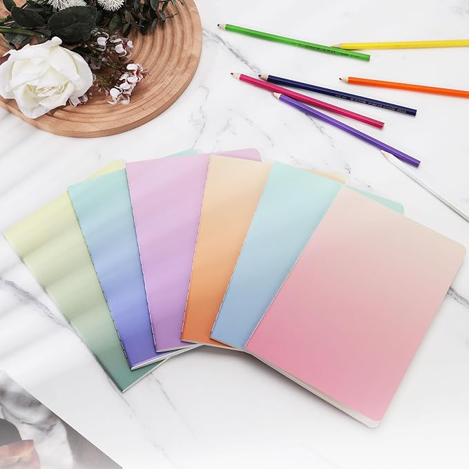 Ddaowanx Notebooks,Lined Paper Journals in Bulk, 72 Pages, 36 Sheets, 80GSM, 8.3x5.5 Inch, A5 Size, Travel Writing Notebooks for Office School Supplies (Lined-24pack, Gradient)-DeskLoop Office