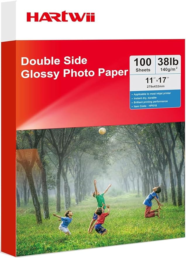 140gsm Double Sided Glossy Photo Paper 100 Sheets 11x17 Inches for Inkjet Printer and Dye Ink-DeskLoop Office