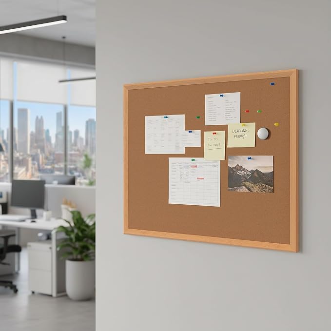Staples Cork Bulletin Board, 3 x 2 Feet, Oak Frame, Vertical or Horizontal Mount - Image 6