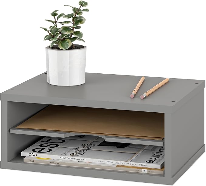 Ballucci File Organizer, 2-Tier Document Paper Sorter, Stackable Wood Desk - Image 9