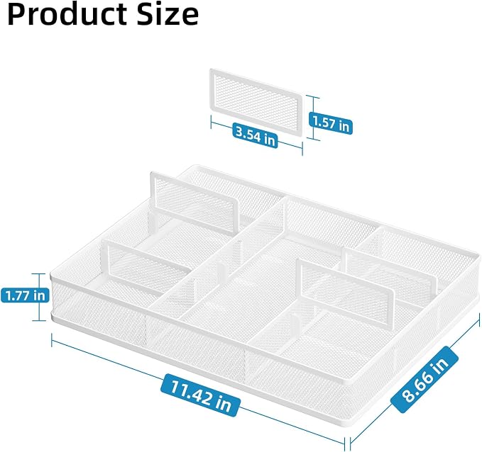 Marbrasse 2P Desk Drawer Organizer, Metal Mesh Drawer Organizer Tray - Image 2