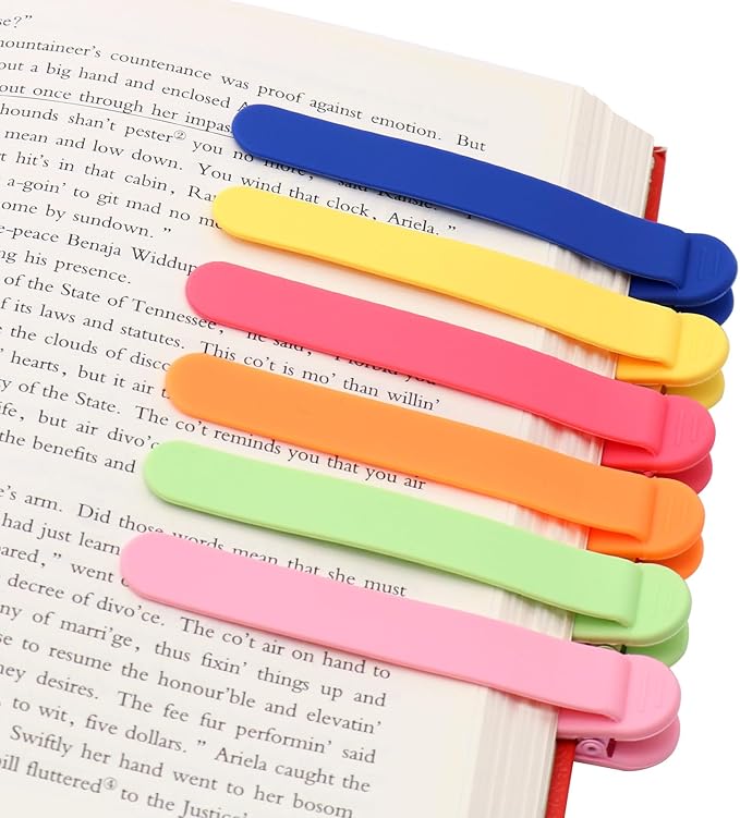 SMUK 6pcs Silicone Automatic Bookmark, Unique Bookmark Page Keeper by SMUK
