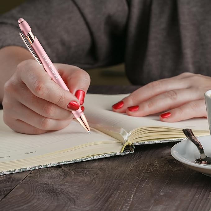 12 Pcs Ballpoint Pens,Fine Point Smooth Writing Pens,Kawaii Pens For Writing Journaling Taking Notes School Office Home. (Rose gold 12Pcs)-DeskLoop Office