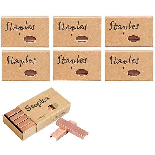 MultiBey Rose Gold Staples, 7000 Standard Size Colored Staples, 12mm Width 26/6 by MultiBey