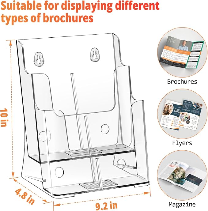 FUCDTEFC 2 Pack Acrylic Brochure Holder 8.5x11 & 4 x9 Inches, Flyer Holder - Image 2