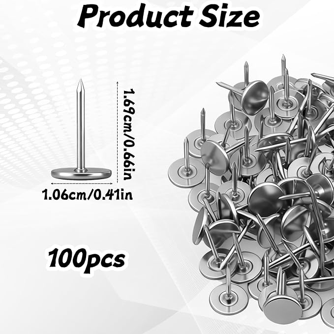 100 Pcs Extra Long Push Pins, Carpets & Wood Surfaces, Large Metal Tacks - Image 2