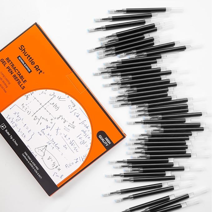 Retractable Gel Pen Refills, Shuttle Art 60 Pack Black Rollerball Gel Ink Pens - Image 9