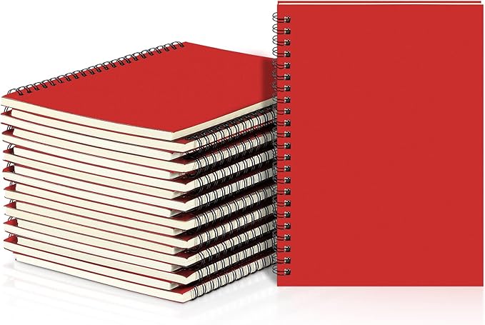 Yahenda 18 Pcs Spiral Notebook Bulk A5 Journal Lined 8.3'' x 5.5'' Writing Composition Paper Small Notepad Subject Notebook for Students Office Business Back to School Supplies (Red)-DeskLoop Office
